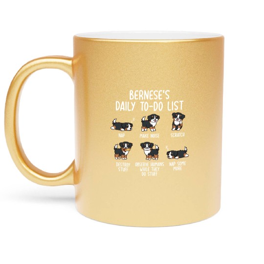 Bernese Mountain Dog Daily To Do List Metallic Mugs