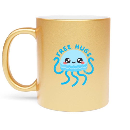 Jellyfish free hugs Metallic Mugs