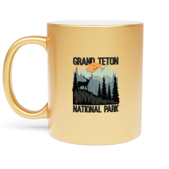 Grand Teton National Park Mountains Wilderness Metallic Mugs