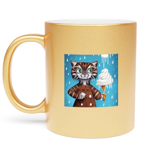 happy tiger love ice cream Metallic Mugs
