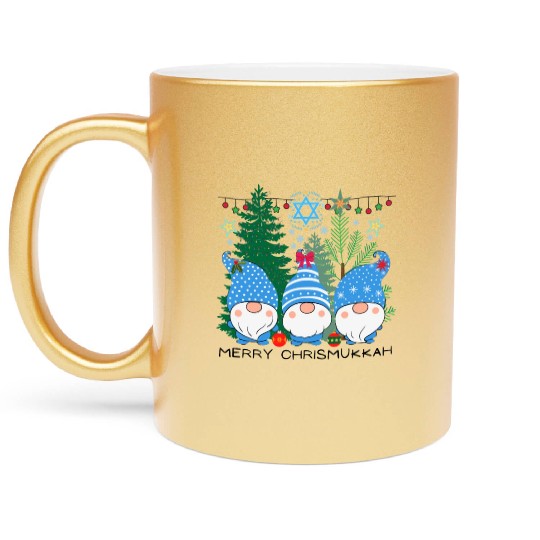 Merry Christmukkah, Jewish Christmas, Hanukkah Metallic Mugs
