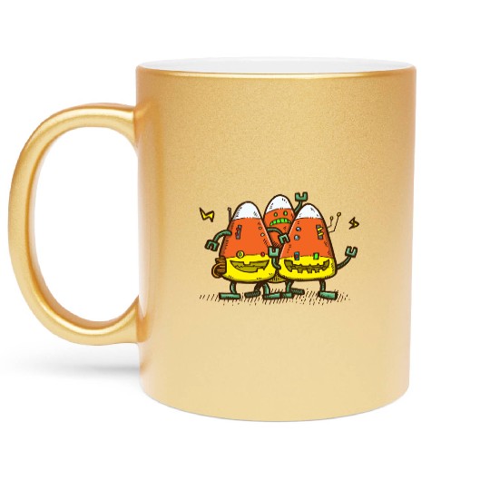 Candy Corn Bots Metallic Mugs