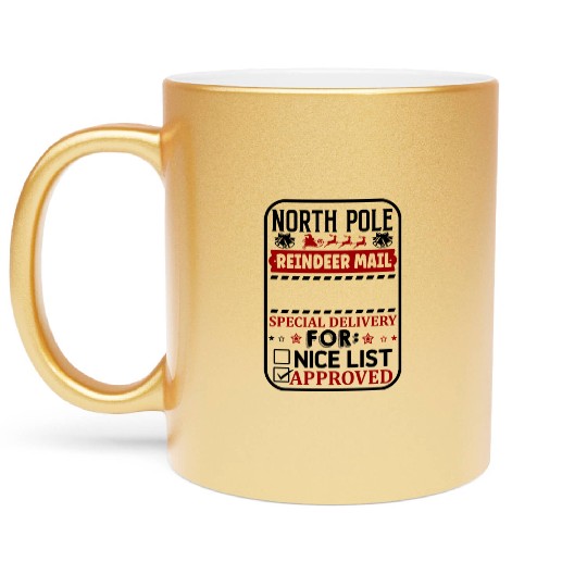 North Pole Reindeer Mail Metallic Mugs