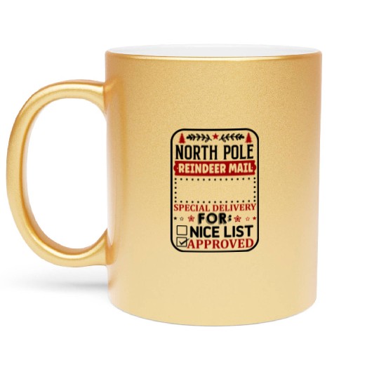 North Pole Reindeer Mail Metallic Mugs