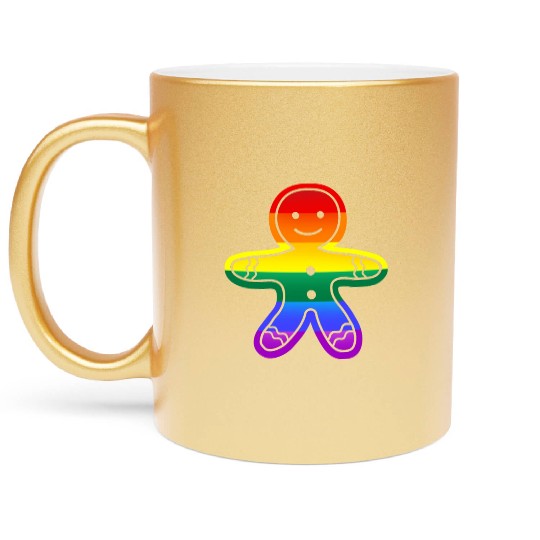 Christmas LGBT gingerbread man Metallic Mugs