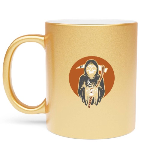 Humorous Grim Reaper Coffee Lover Metallic Mugs