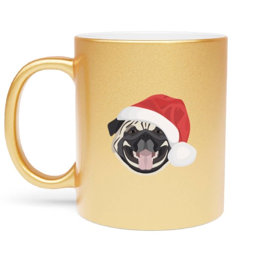 Pug Merry Christmas Metallic Mugs