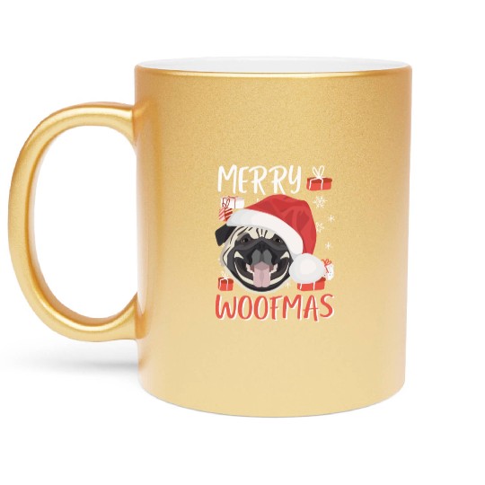Pug Merry Christmas Metallic Mugs