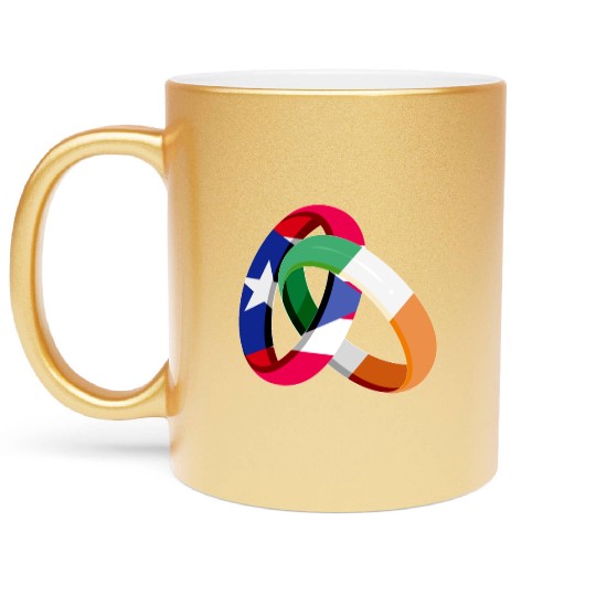 Puerto Rico Flag Ireland Ring Marriage Wedding Metallic Mugs