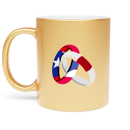 Puerto Rico Flag Japan Grown Ring Marriage Wedding Metallic Mugs