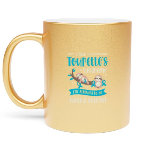 I Have Tourette's Syndrome Teal Ribbon Disability Metallic Mugs