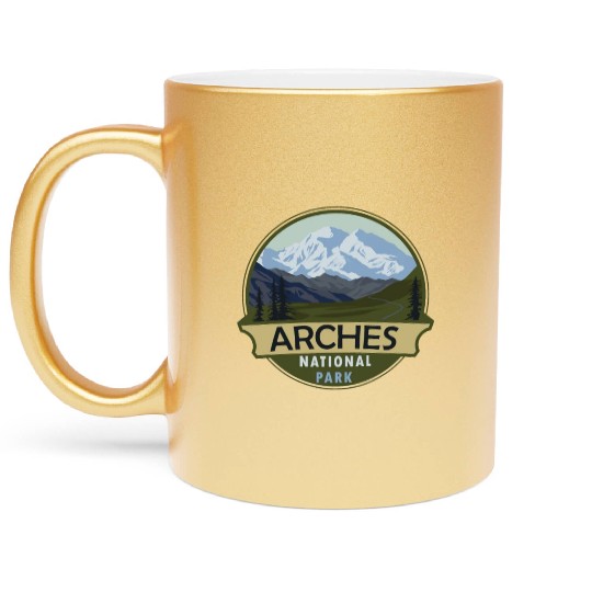 Cool Vintage Retro Arches National Park Mountain Metallic Mugs