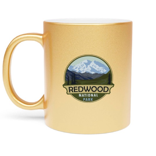 Cool Vintage Retro Redwood National Park Mountain Metallic Mugs