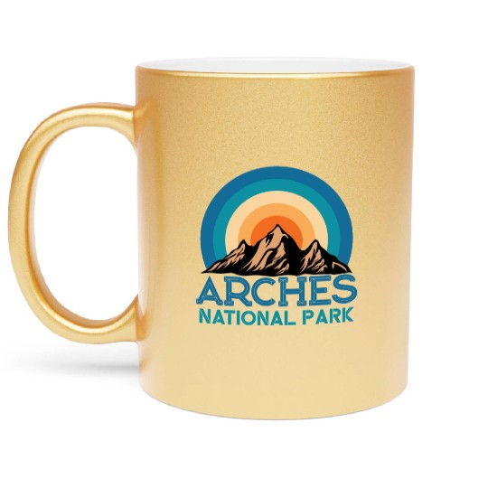 Cool Vintage Retro Arches National Park Mountain Metallic Mugs