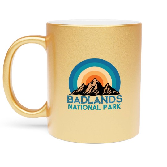 Cool Vintage Retro Badlands National Park Mountain Metallic Mugs