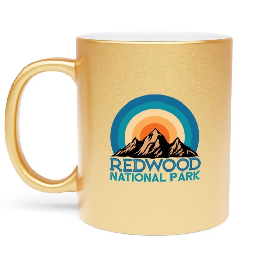 Cool Vintage Retro Redwood National Park Mountain Metallic Mugs