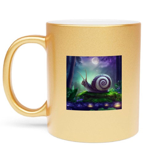 Spiral Moongazing Snail Ombre Aqua Lavender sky Metallic Mugs
