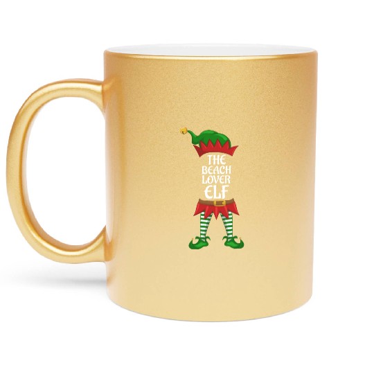 Beach Lover Elf Family Matching Christmas Party Metallic Mugs