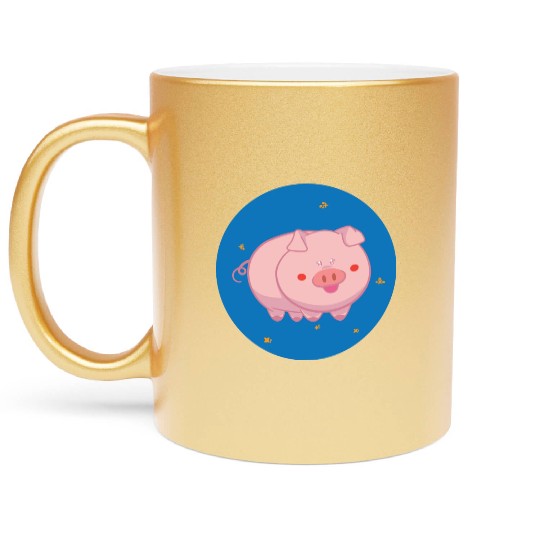 kawaii cute pink baby pig for farm animal lovers Metallic Mugs
