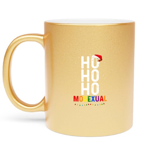Ho Ho Ho Mosexual Gay Santa LGBT Pun Gay Christmas Metallic Mugs