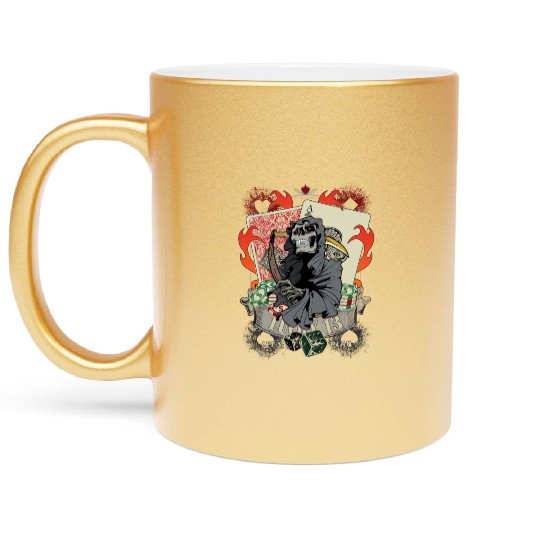 Let us play Poker Lucky 13 Skull gift Metallic Mugs