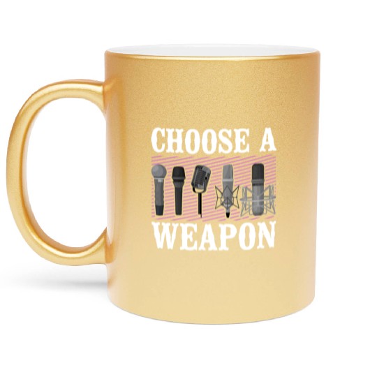Karaoke Singer Microphone Vocalist Metallic Mugs