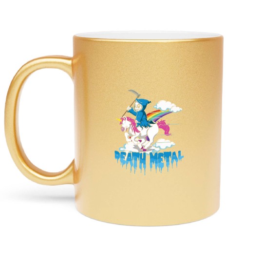 Grim Unicorn Rainbow Metal Music Lover Guitarist Metallic Mugs