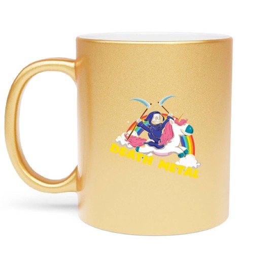 Skeleton Unicorn Rainbow Metal Music Lover Metallic Mugs