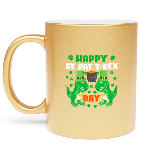 Happy St. Pat T-rex Day Cute St. Patrick's Pun Kid Metallic Mugs