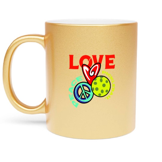 I Love Pickleball Funny Pickle Ball Player Metallic Mugs