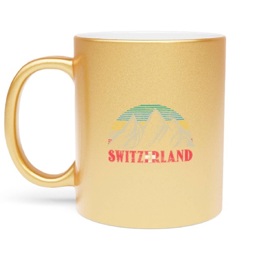 Switzerland Alps Flag Gift Idea Metallic Mugs