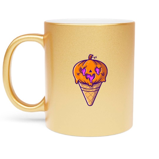 Ice cream pumpkin halloween it snow Metallic Mugs