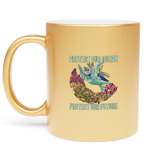 Marine Biology Protect Our Ocean Loves Marine Life Metallic Mugs