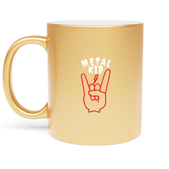 Bolt Rock Sign Rock Hand Metal Kid Music Lover Metallic Mugs