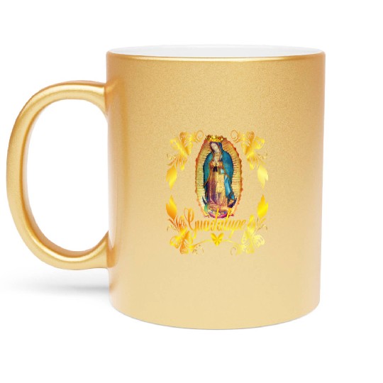 Our Lady Guadalupe Virgin Mary Catholic Decor Metallic Mugs