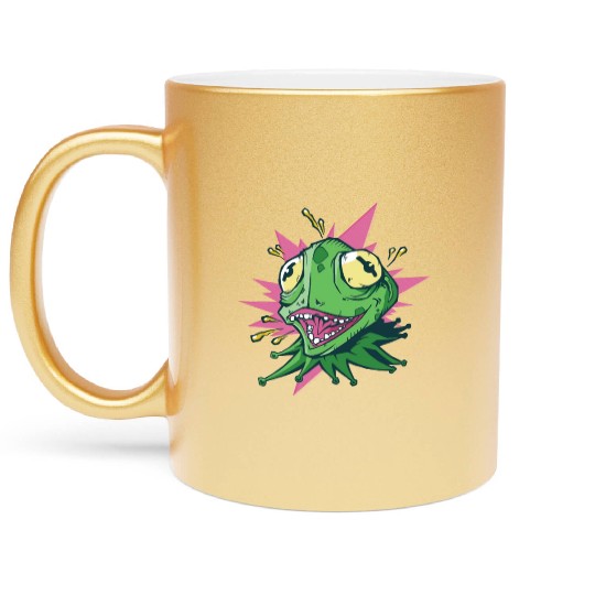 Green creepy frog Green creepy frog inspiration st Metallic Mugs