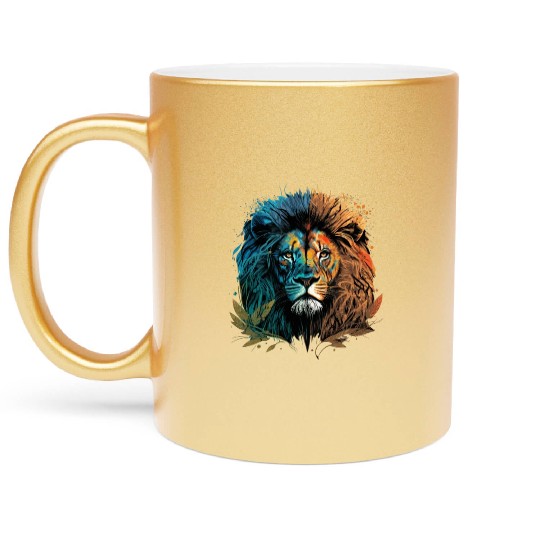 Two Face Lion Metallic Mugs
