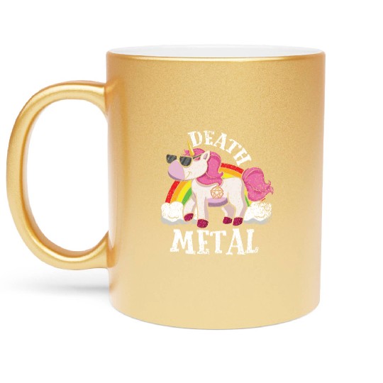 Rainbow Unicorn Rocker Love Metal Music Heavy Rock Metallic Mugs
