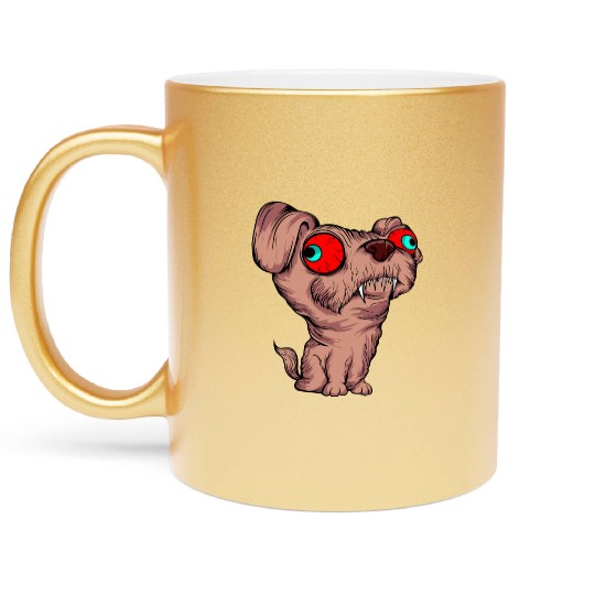 Scary Big Eyes Dog Owners Pet Lover Gift Ideas Metallic Mugs