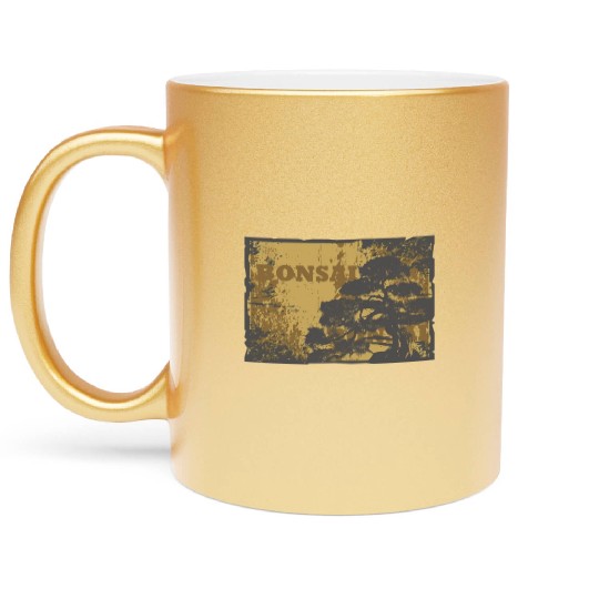 Yin Yang Bonsai Tree Japanese Design Buddhist Zen Metallic Mugs