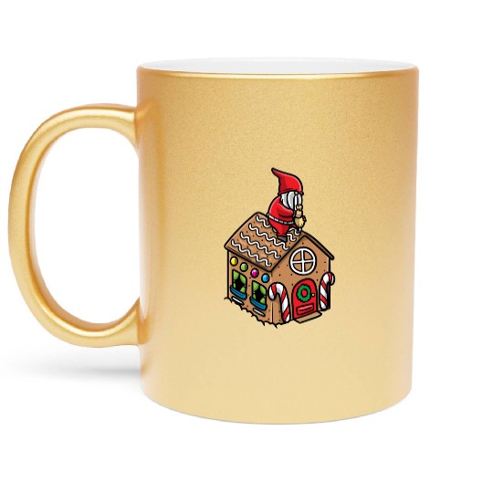 Christmas Gnome Gingerbread House Candy Cane Metallic Mugs