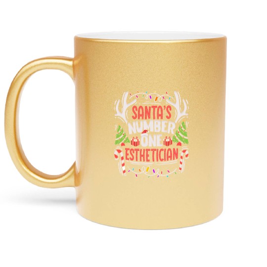 Santas Number One Esthetician Christmas Skin Care Metallic Mugs