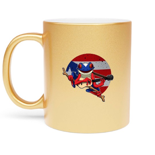 Guitar Playing Coqui Frog Puerto Rico Animal Metallic Mugs