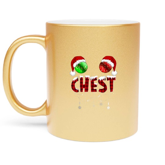 Chest Nuts Christmas Funny Matching Couple Metallic Mugs
