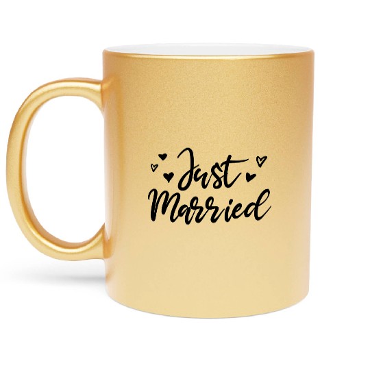 Just Married perfect wedding gift for the couple Metallic Mugs