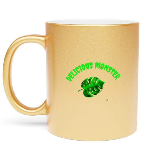 Green delicious monster Metallic Mugs