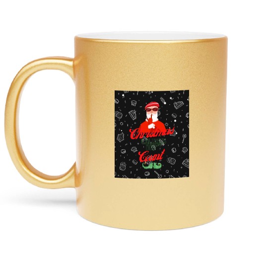 Christmas holidays funny Christmas Calories Don't Metallic Mugs