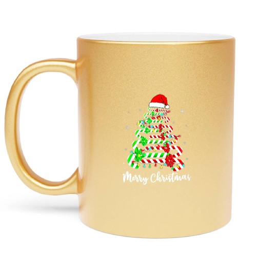 Candy Cane Santa Hat Funny Xmas Tree Merry Metallic Mugs