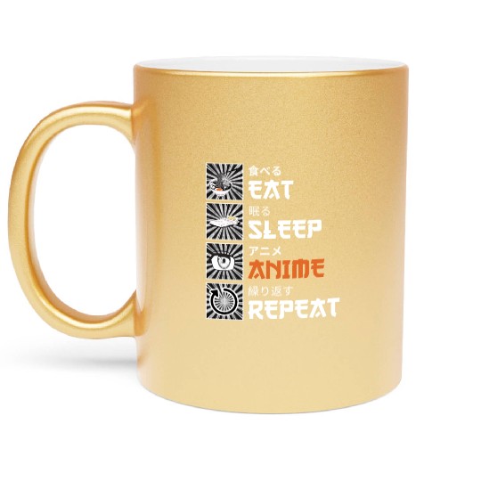 Eat, Sleep, Anime, Repeat - Gift For Christmas Day Metallic Mugs