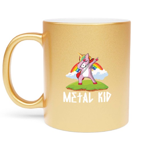 Guitar Metal Kid Music Heavy Rock Dab Unicorn Metallic Mugs